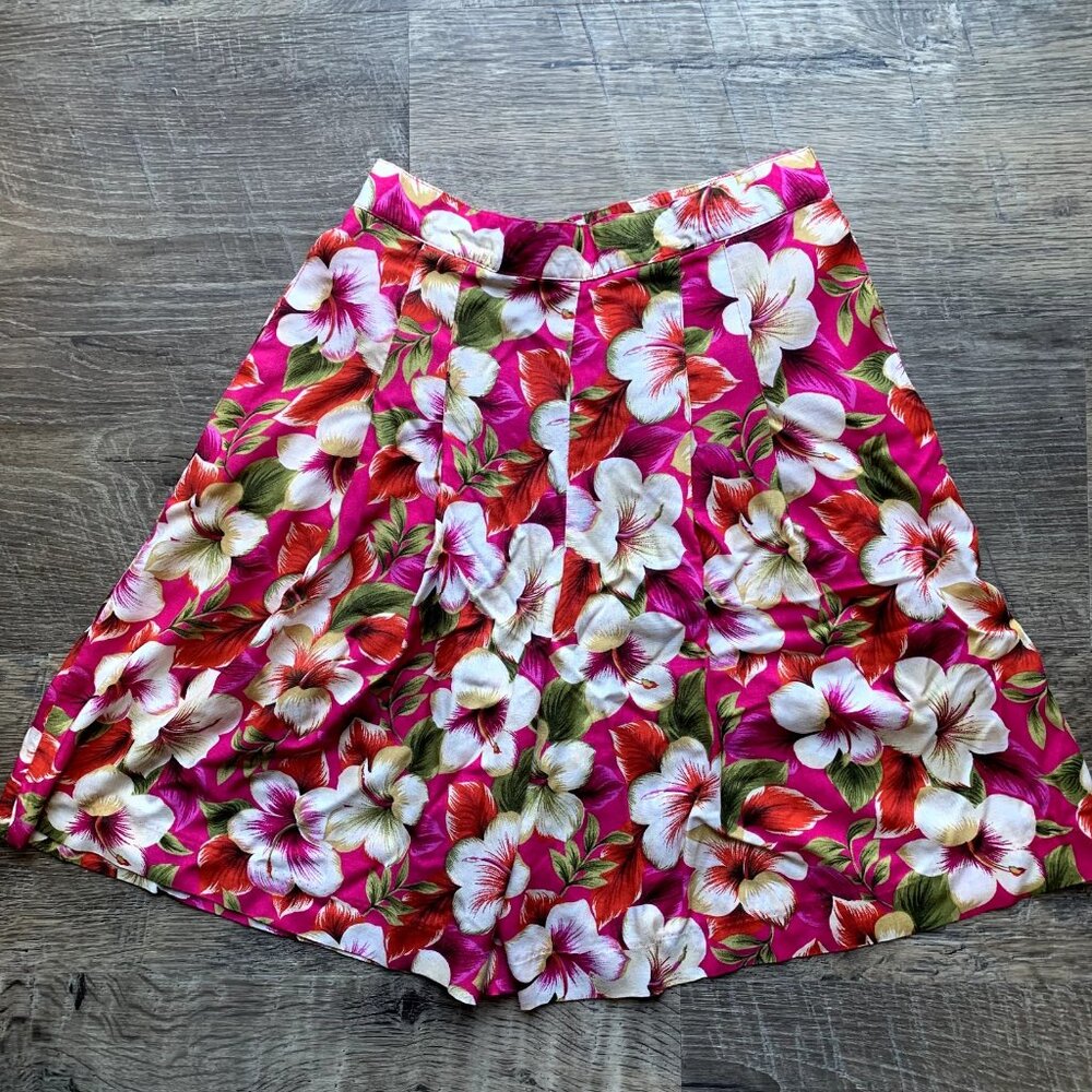 Vintage Leslie Fay‎ Womens Shorts High Waist Tropical Hawaiian Lightweight Pink